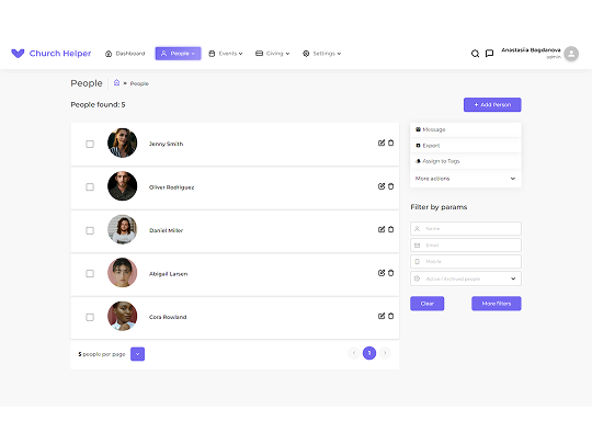 Church Helper Dashboard — People Management