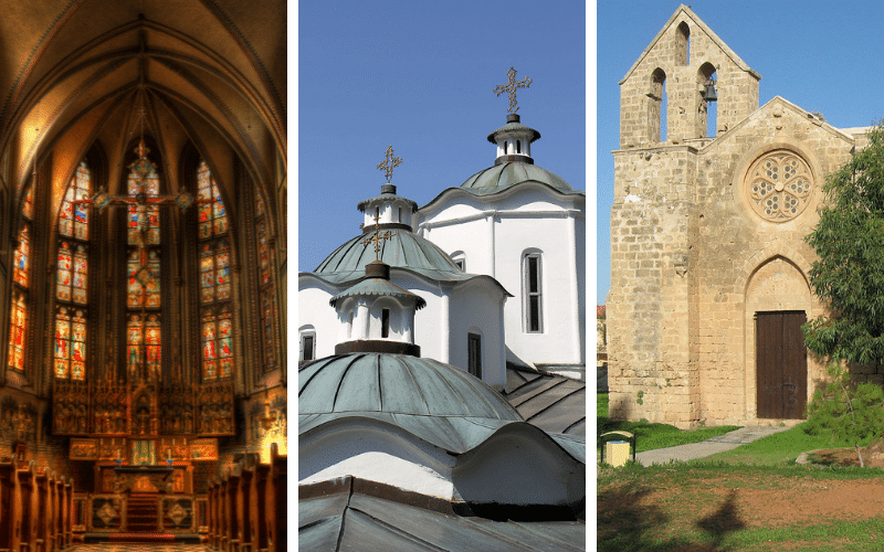 Left: Catholic Church | Middle: Eastern Orthodox Church Right: Church of the East